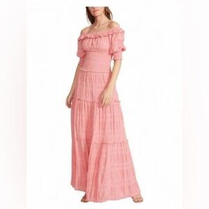 Elegant Pink Off-Shoulder Maxi Dress